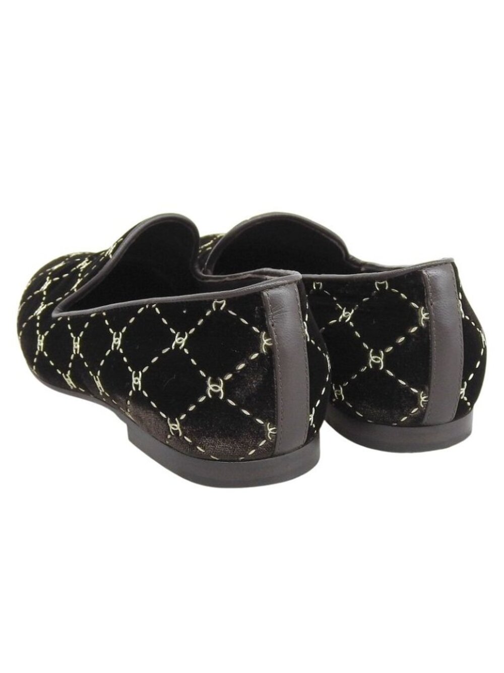 Chanel Quilted Stitch Velor Opera Shoes Slip-on Dark Brown - Picture 5 of 8
